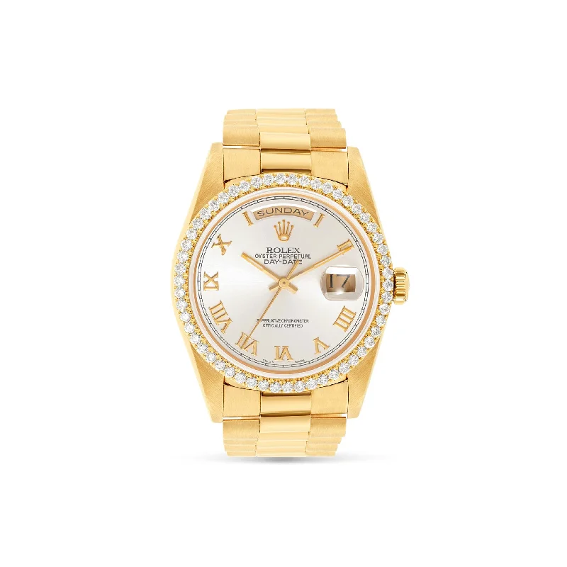 Ladies bracelets always radiance -Rolex Day-Date 36mm White Diamond Dial With Presidential Bracelet