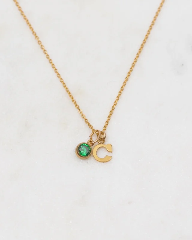 ladies necklaces presentation-Initial C with Birthstone Necklace