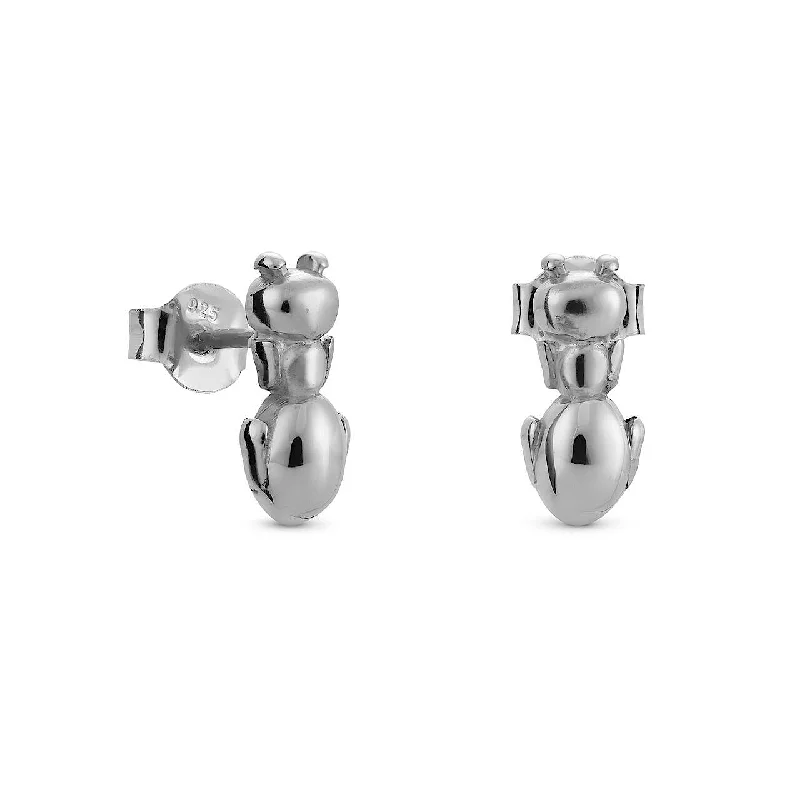 ladies earrings clearance-Dalí Ant Stud Earrings - Platinum Plated Silver