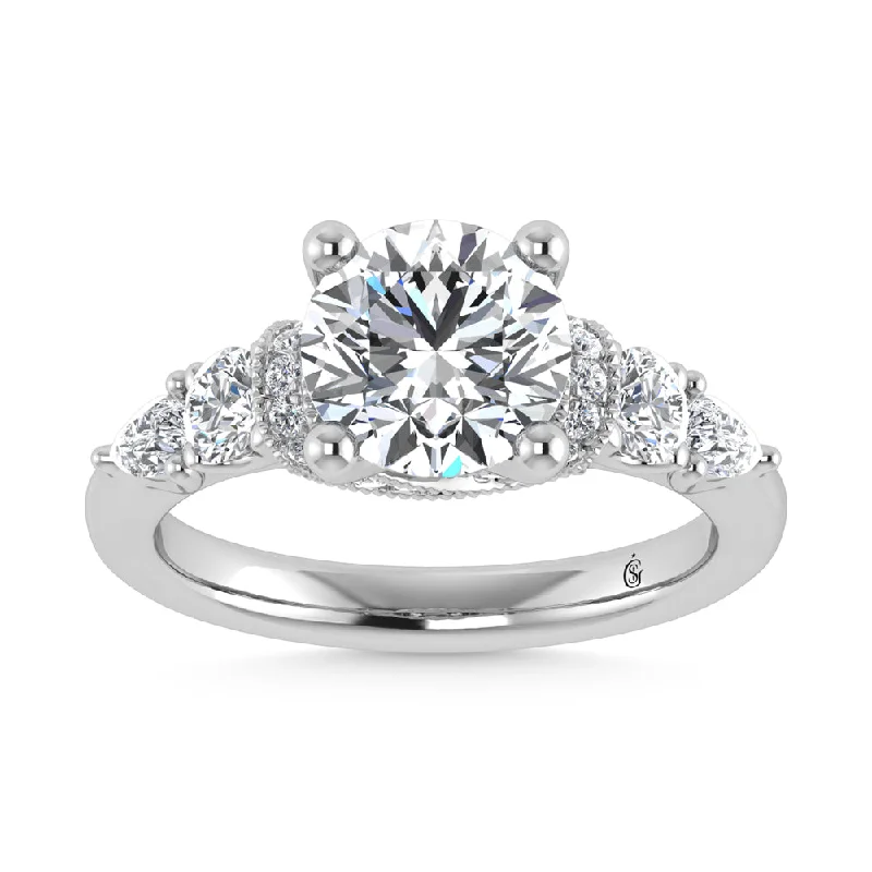 ladies engagement rings gothic-14K White Gold Labgrown Diamond 2 5/8 Ct.Tw.  Engagement Ring (Center Round 2ct)