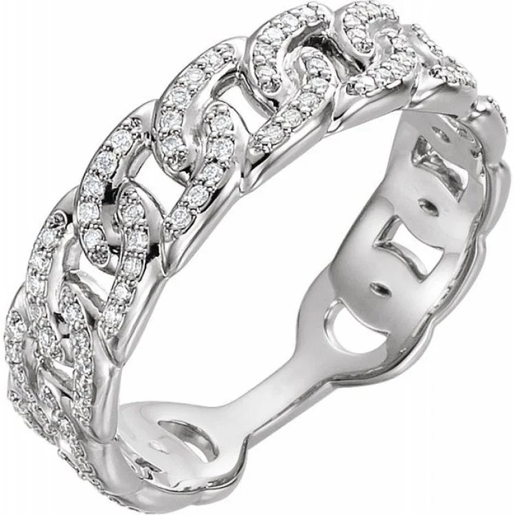 Ladies rings cluster glow -Sterling Silver 1/4 CTW Diamond Stackable Chain Link Ring