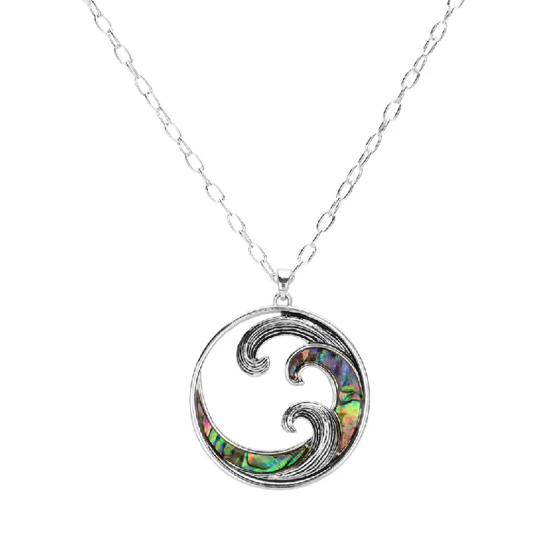 ladies necklaces high quality-Crashing Abalone Wave Necklace