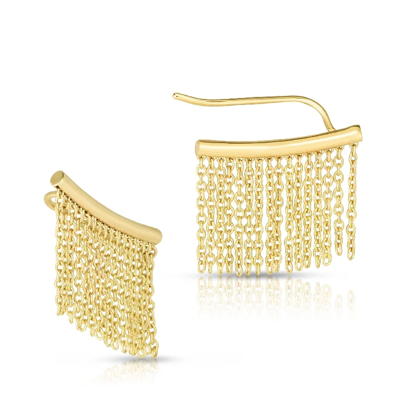 Ladies rings mixed shine -14K Gold Fringe Chain Ear Climbers