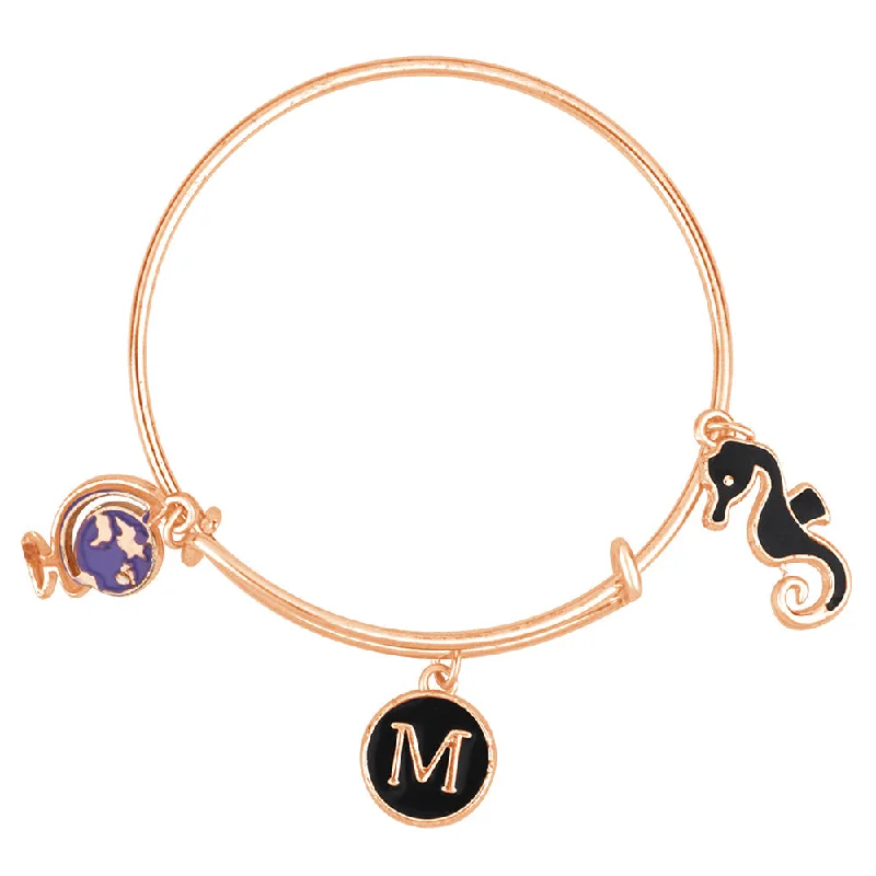 Ladies bracelets paint radiance -Mahi M Letter & Sea Horse Shaped Rose Gold Plated Enamel Work Charms Kids Bracelets for Kids (BRK1100979Z)