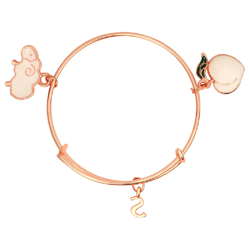 Ladies bracelets sand shine -Mahi S Letter & Ship Shaped Charm Bracelet with Rose Gold Plated for Kids (BRK1100839Z)