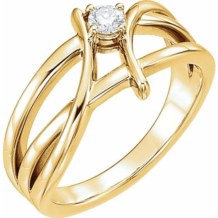 Ladies rings unique shine -14K Yellow 1/8 CT Natural Diamond Ring