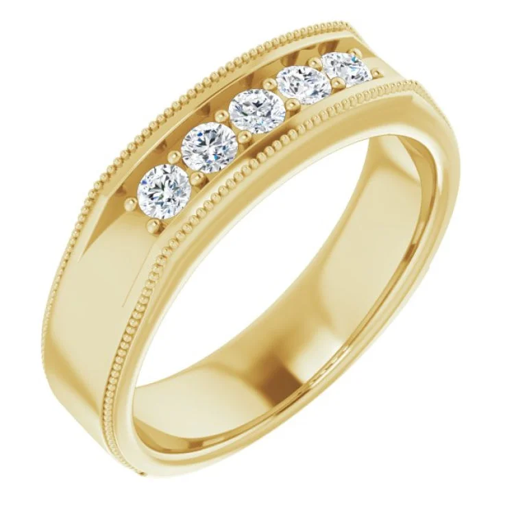 Ladies rings asscher glow -14K Yellow 3/8 CTW Natural Diamond Ring