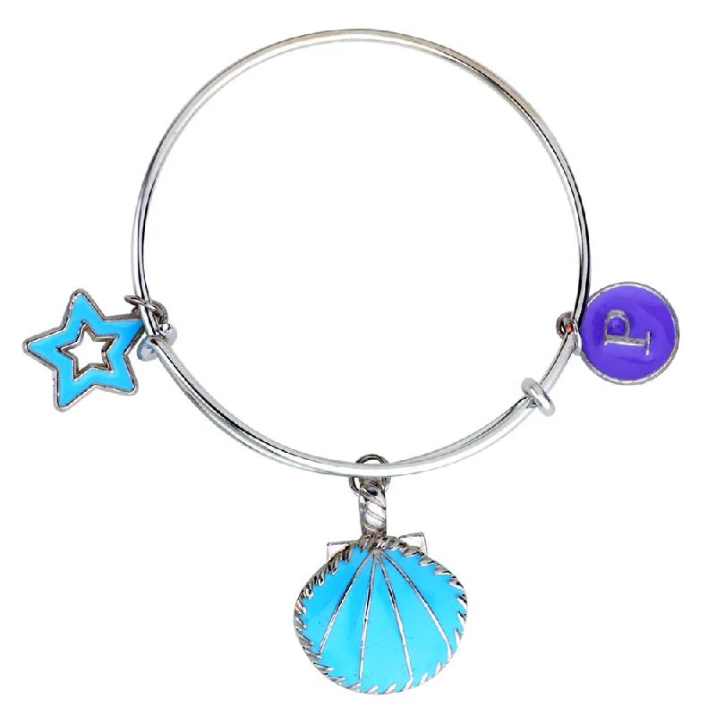 Ladies bracelets agate luster -Mahi P Letter & Star Shaped Rhodium Plated Enamel Work Charms Kids Bracelets for Kids (BRK1100922R)