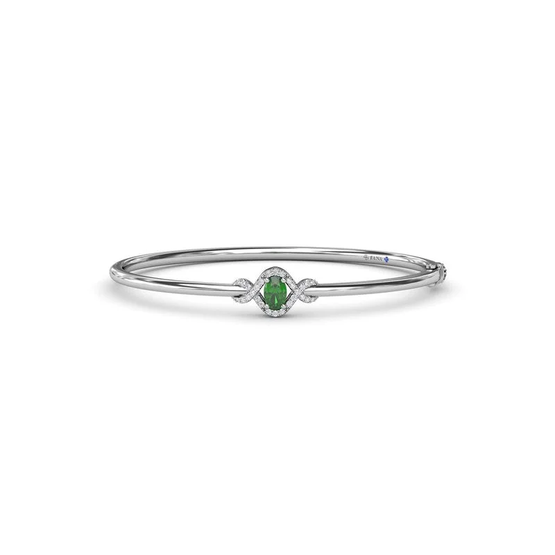 Ladies bracelets vow radiance -Love Knot Emerald and Diamond Bangle Bracelet BB1885E