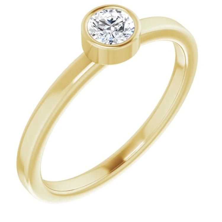 Ladies rings heirloom charm -14K Yellow 4 mm Natural White Sapphire Ring