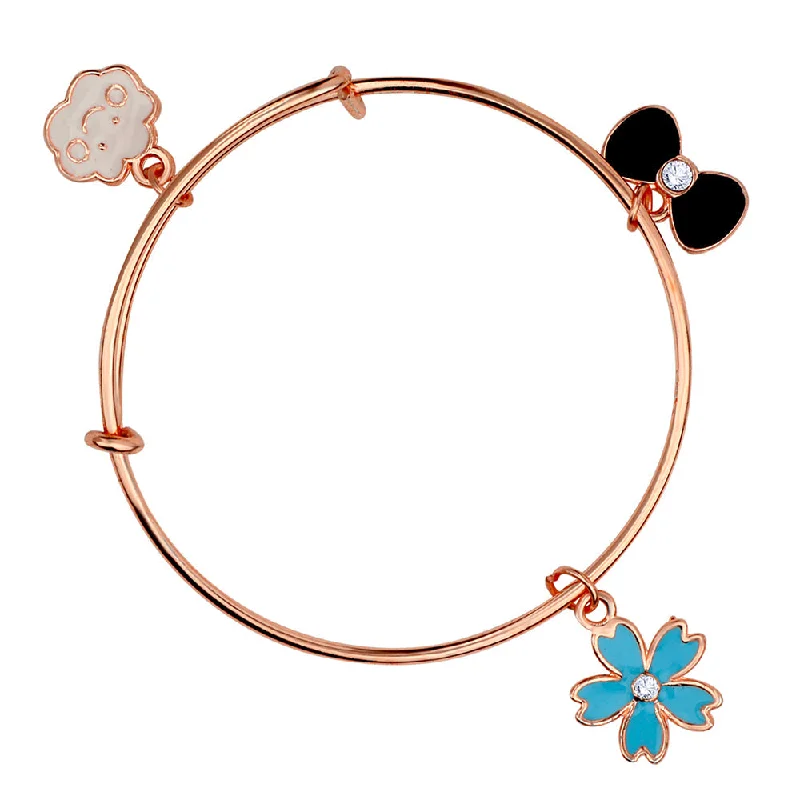 Ladies bracelets orbit charm -Mahi Rose Gold Plated Cloud, Flower & Boo Shaped Colorful Enamel Work Charms Kids Bracelets for Girls (BRK1100819Z)