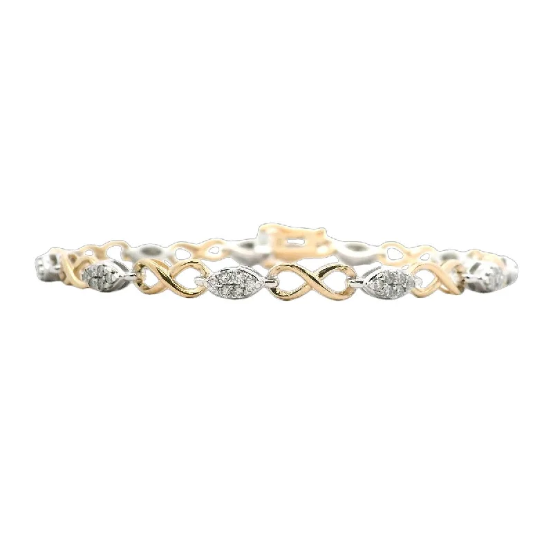 Ladies bracelets scarce charm -14K Yellow and White Gold Diamond Bracelet