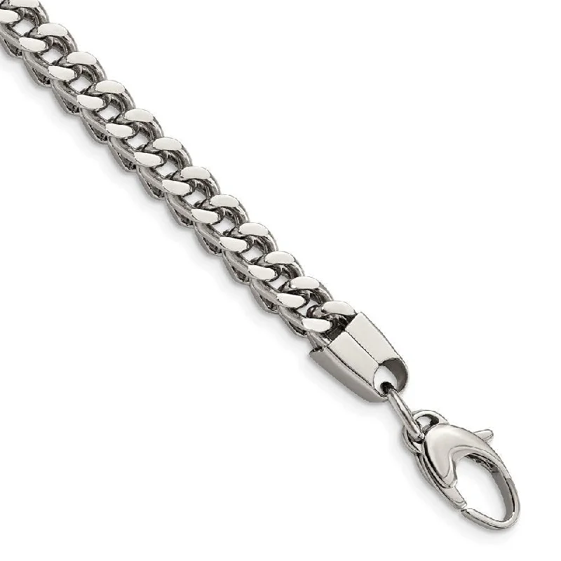 Ladies bracelets loop charm -Stainless Steel Franco Link 9in Bracelet