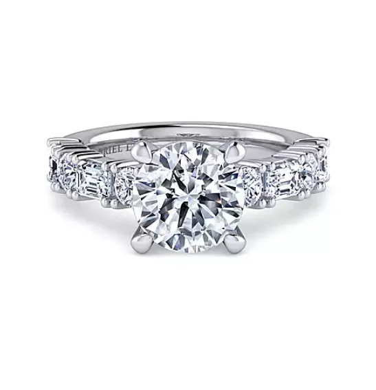 ladies engagement rings party-Briella - 18K White Gold Round Diamond Engagement Ring