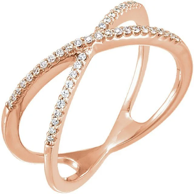 Ladies rings nature charm -14KT GOLD 1/6 CTW DIAMOND CRISS-CROSS RING