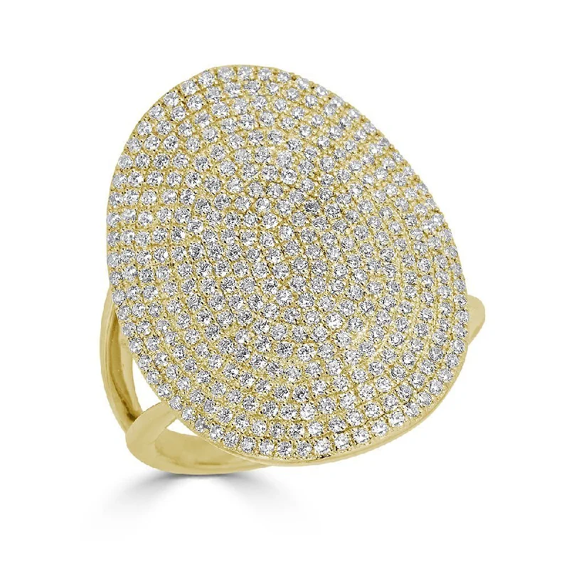 Ladies rings gothic glow -EMILIQUE 14KT GOLD 1.00 CTW DIAMOND PAVE OVAL RING