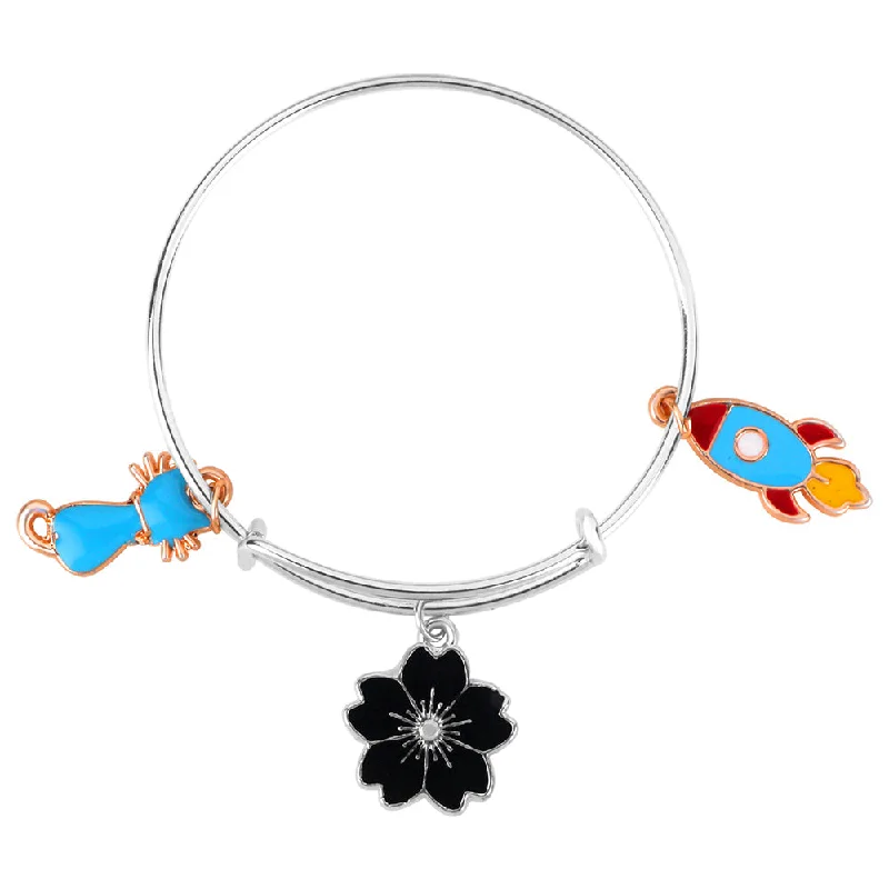 Ladies bracelets thorn radiance -Mahi Rocket Floral & Rocket Shaped Enamel Work Charms Kids Bracelets for Girls (BRK1100987M)