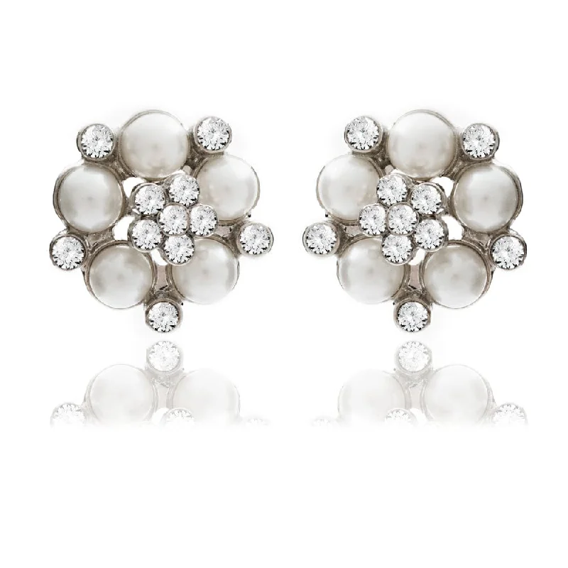 ladies earrings summer-Audrey Hepburn Earrings: Vintage Style Bridal Pearl Studs