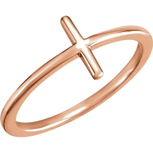 Ladies rings striking style -14KT Gold Sideways Cross Ring