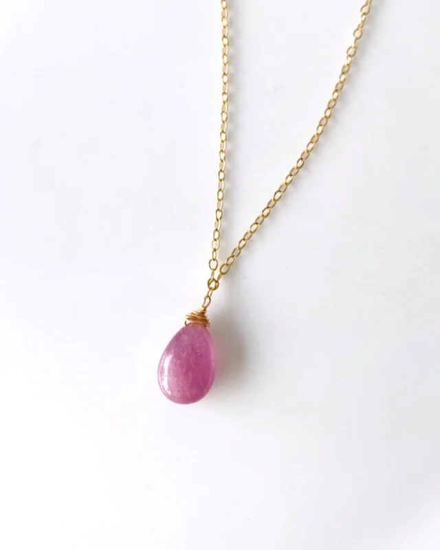 ladies necklaces estate-Ruby Simple Drop Necklace