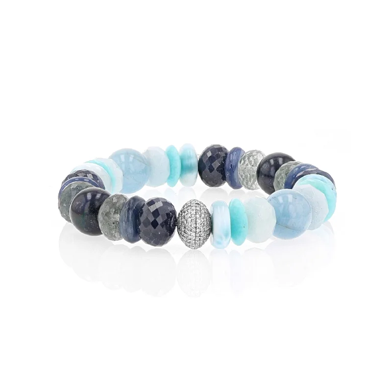 Ladies bracelets sunny glow -Maldives Mix Gemstone Bracelet with Diamond Donut  B0003964