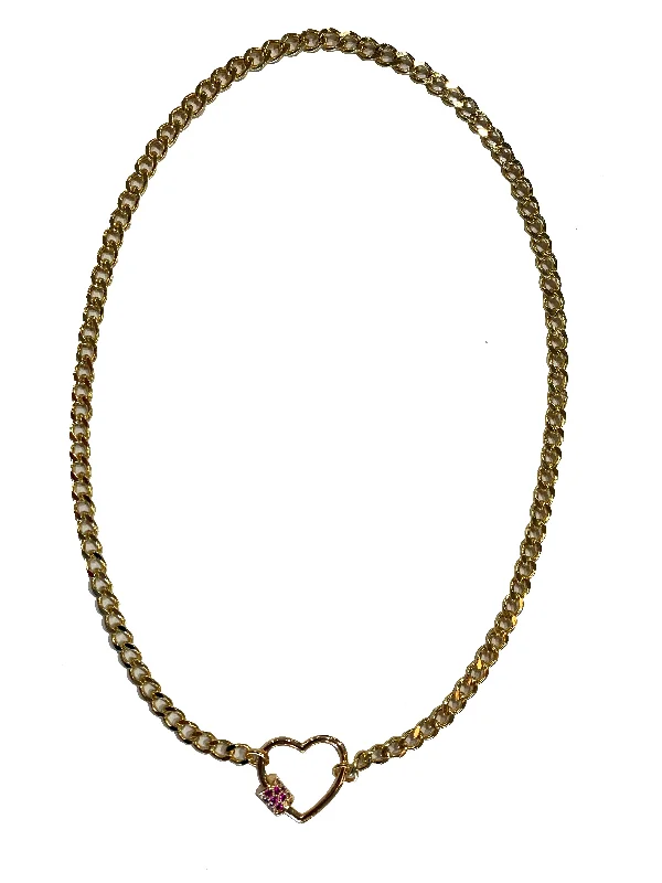 ladies necklaces care-Cuban Heart Lock Necklace