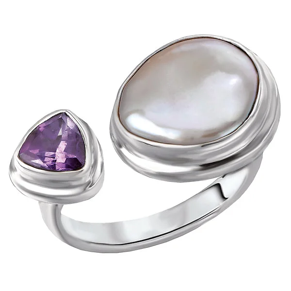 Ladies rings dazzling charm -Ladies Biwa Pearl Ring