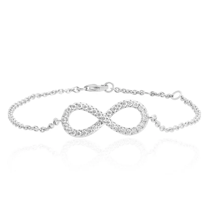 Ladies bracelets boutique shine -18k White Gold .53ct Diamond Infinity Bracelet