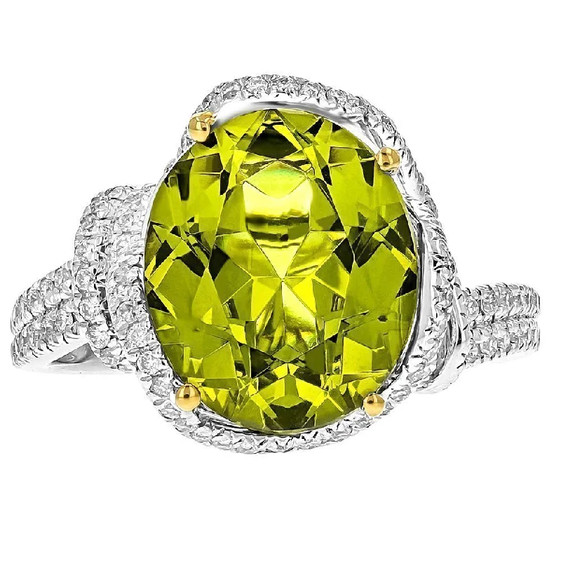 Ladies rings bold glow -Juleve 18KT 5.13 CT Peridot & .59 CTW Diamond Freeform Ring