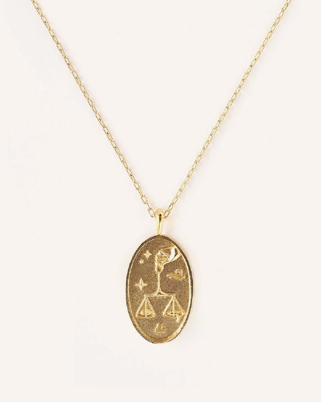 ladies necklaces extravagant-Libra | 10K Solid Gold Zodiac Necklace