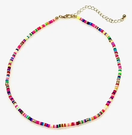 ladies necklaces prices-Bright Beaded Necklace with Gold beads - small beads