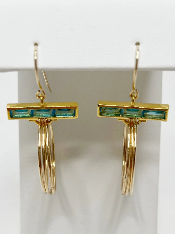 ladies earrings bold-Earrings - Baguette Bar with Thin Gold Filled Rings