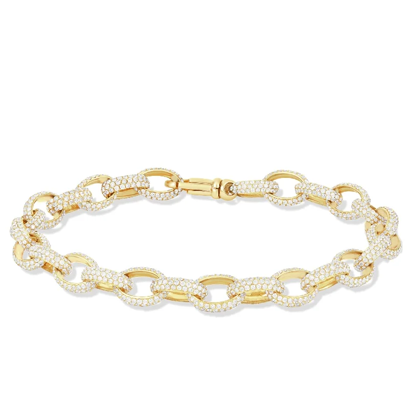 Ladies bracelets pure shine -14K Gold 5.50ct Oval Link Diamond Bracelet