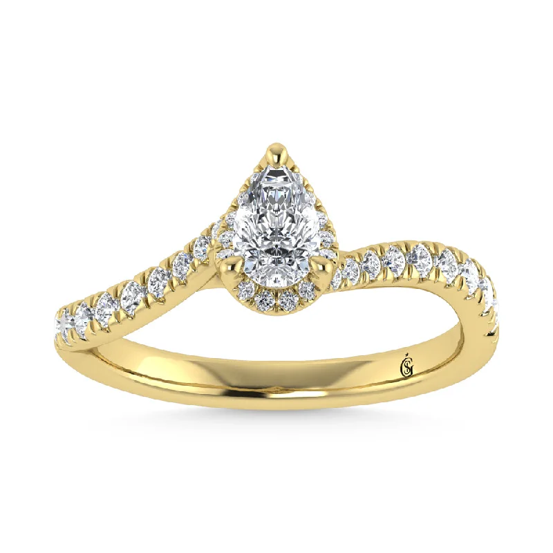 ladies engagement rings affordable-10K Yellow Gold Labgrown Diamond 5/8 Ct.Tw. Engagement Ring