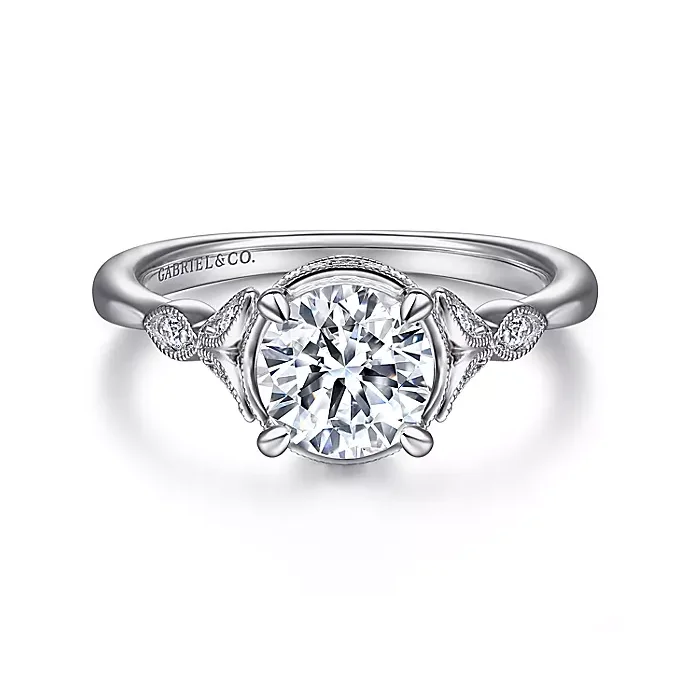 ladies engagement rings presentation-Laurenza - 14K White Gold Round Diamond Engagement Ring