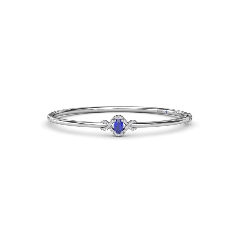 Ladies bracelets year glow -Love Knot Sapphire and Diamond Bangle Bracelet BB1885S