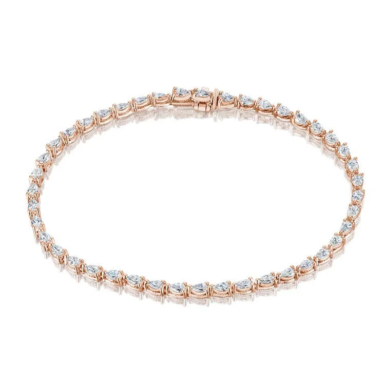 Ladies bracelets citrine shimmer -Stilla | Pear Diamond Tennis Bracelet in 18k Rose Gold FB6737PK