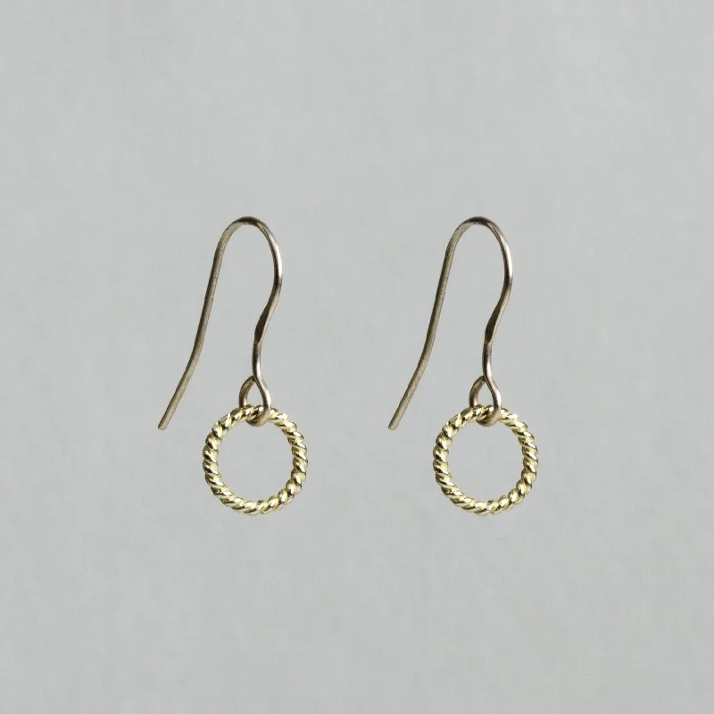 ladies earrings trending-Mini Twist Gold Ring Earrings