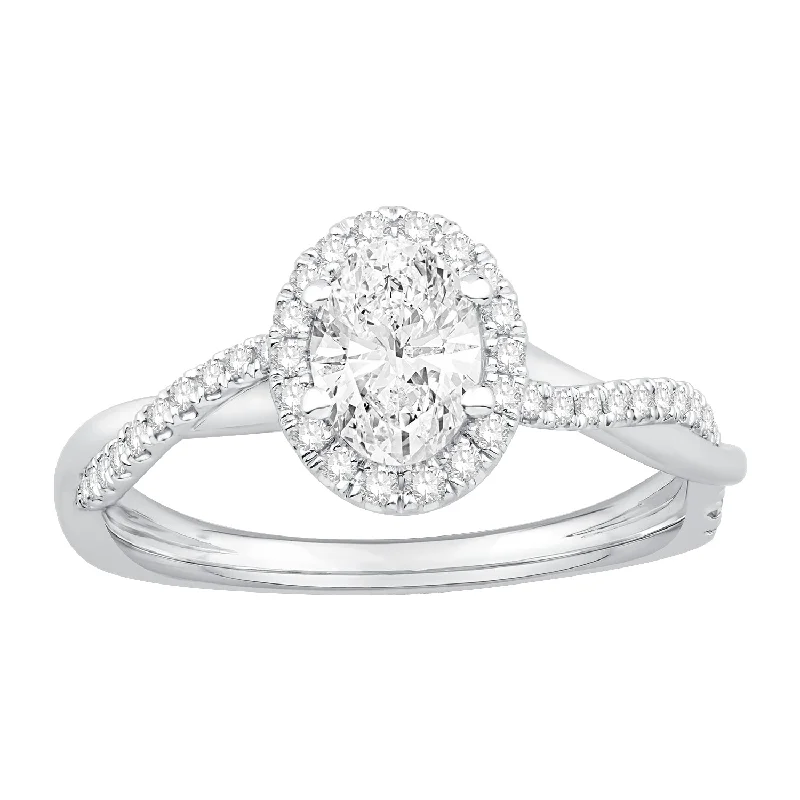 ladies engagement rings second hand-14K White Gold Diamond Engagement Ring (.98ctw)