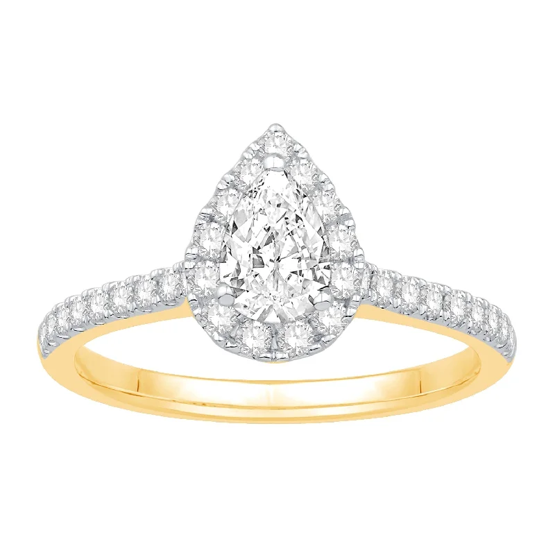 ladies engagement rings lightweight design-14K Yellow Gold Diamond Engagement Ring (.87ctw)