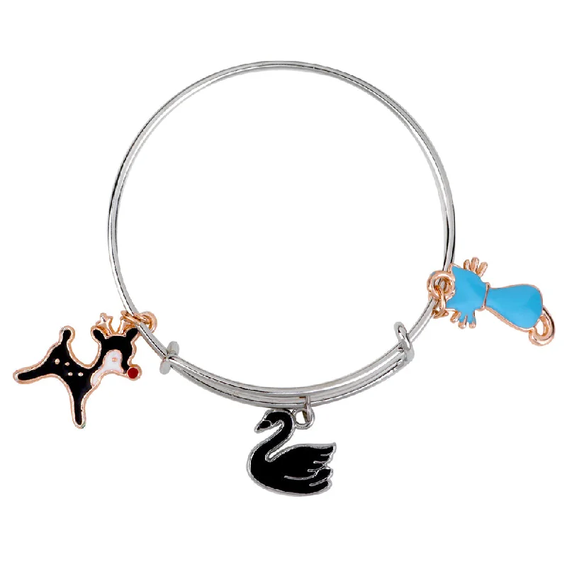 Ladies bracelets own glow -Mahi Dog Duck & Cat Shaped Enamel Work Charms Kids Bracelets for Girls (BRK1100950M)