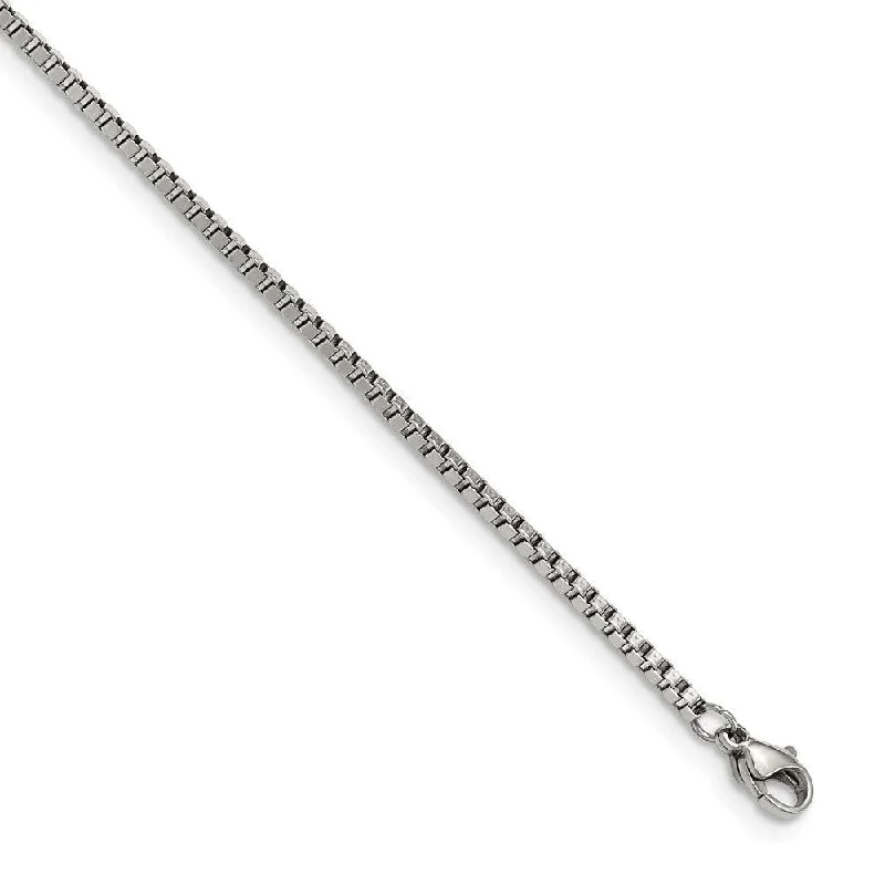 Ladies bracelets lavish shine -Stainless Steel Polished Box Chain w/Removeable ID Plate 8.5in Bracelet