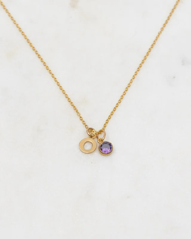 ladies necklaces energy-Initial O with Birthstone Necklace