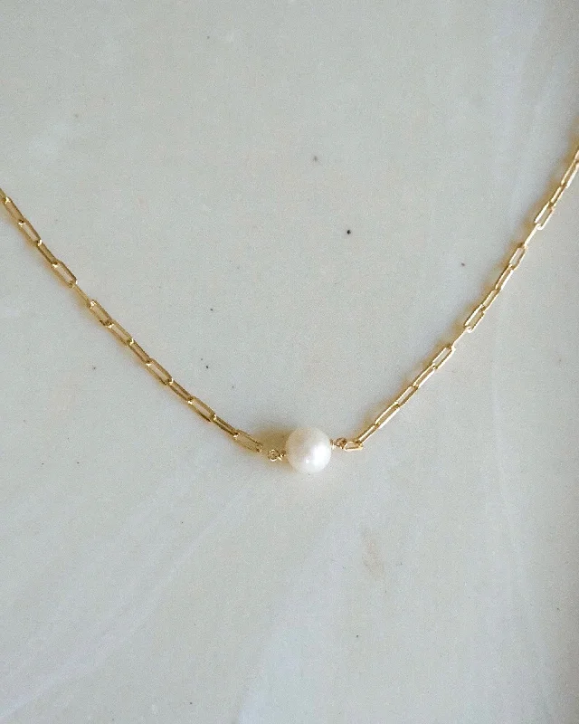 ladies necklaces mid century-Rolo Pearl Necklace