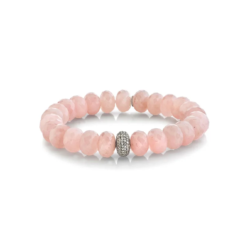 Ladies bracelets stark radiance -Guava Quartz Bracelet with Diamond Donut - 10mm  B0001808