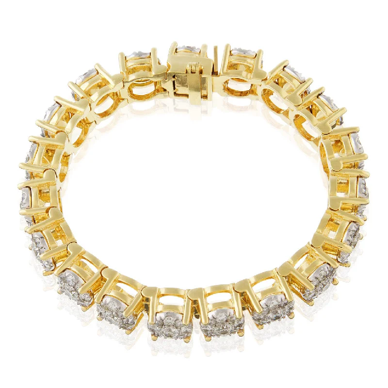 Ladies bracelets synthetic sparkle -14k Yellow Gold 22.32ct Diamond Tennis Bracelet