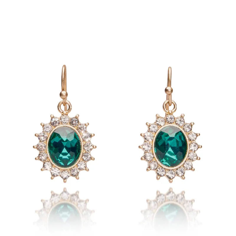 ladies earrings geometric-Regency Emerald Drop Earrings: Green Dangle Earrings