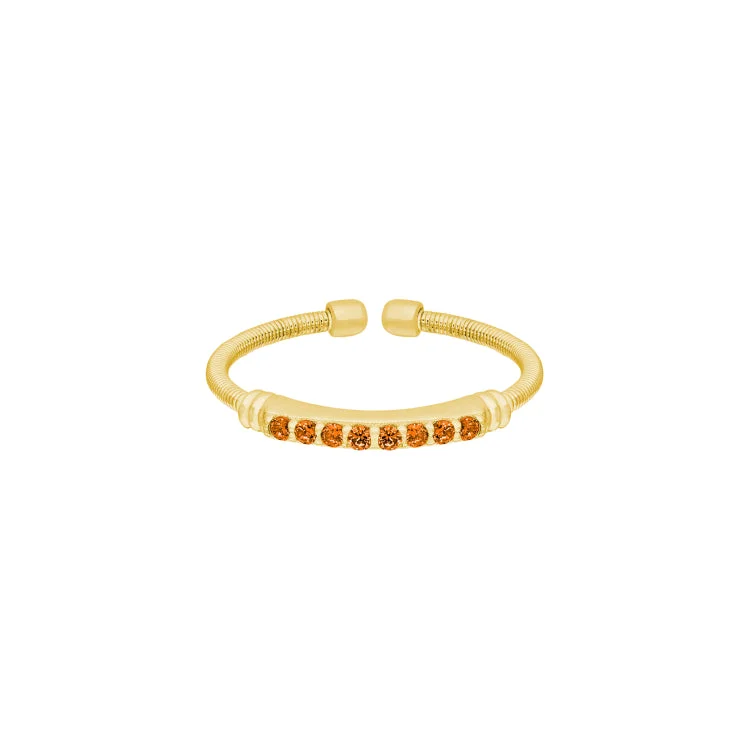 Ladies rings bespoke beauty -Gold Finish Sterling Silver Cable Cuff Ring with Simulated Citrine Birth Gems - November