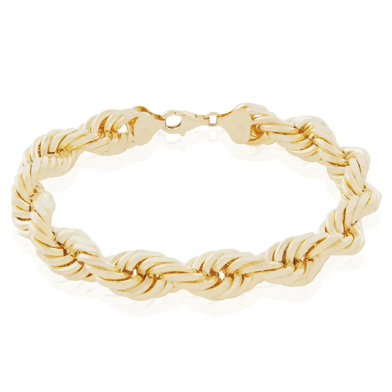 Ladies bracelets lasting shine -10k Yellow Gold 10.5mm Rope Bracelet