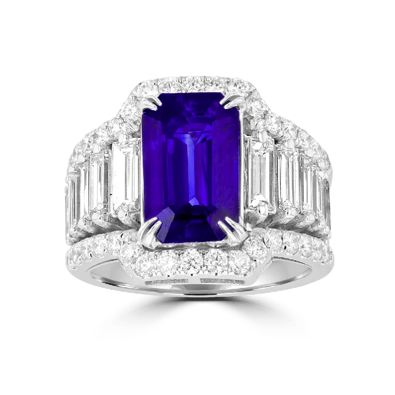 Ladies rings intricate shine -JULEVE 18KT 4.66 CT SAPPHIRE & 2.27 CTW DIAMOND RING